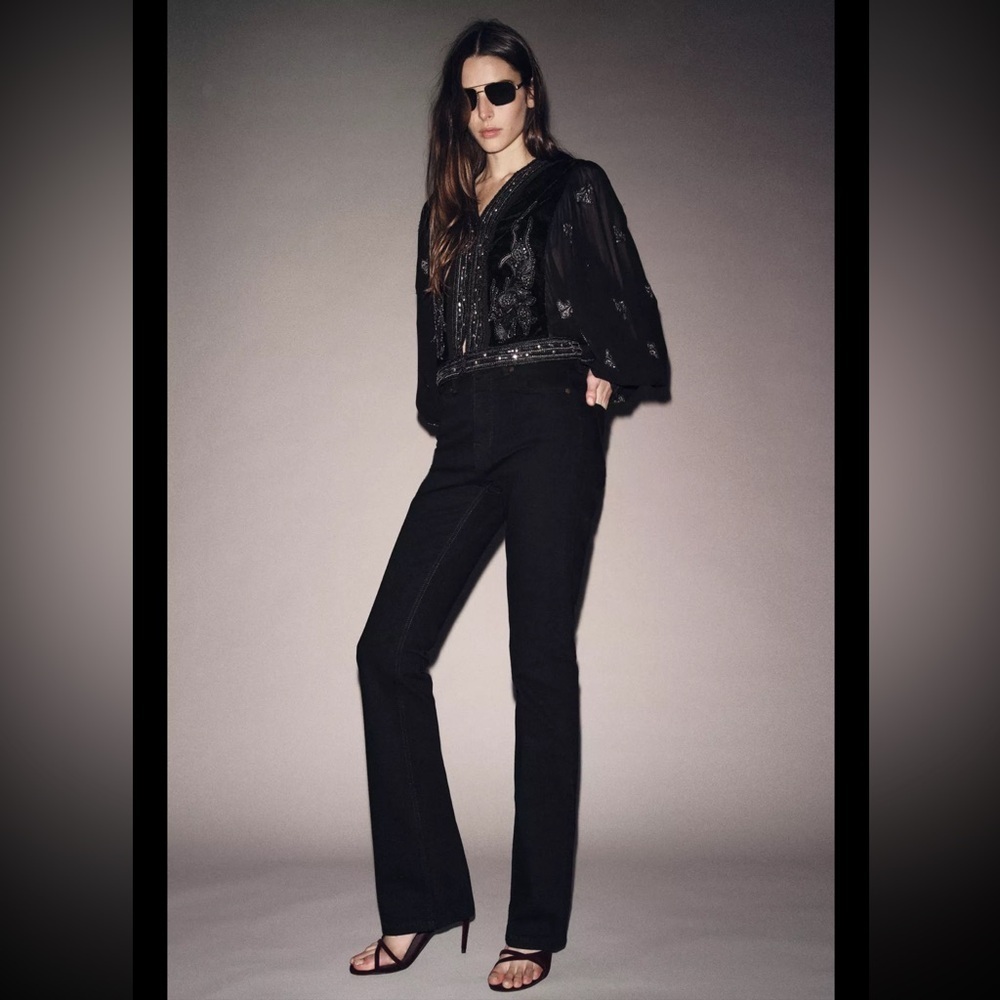 NWT ZARA THE HIGH RISE BOOTCUT IN ANTIQUE BLACK - Picture 5 of 5